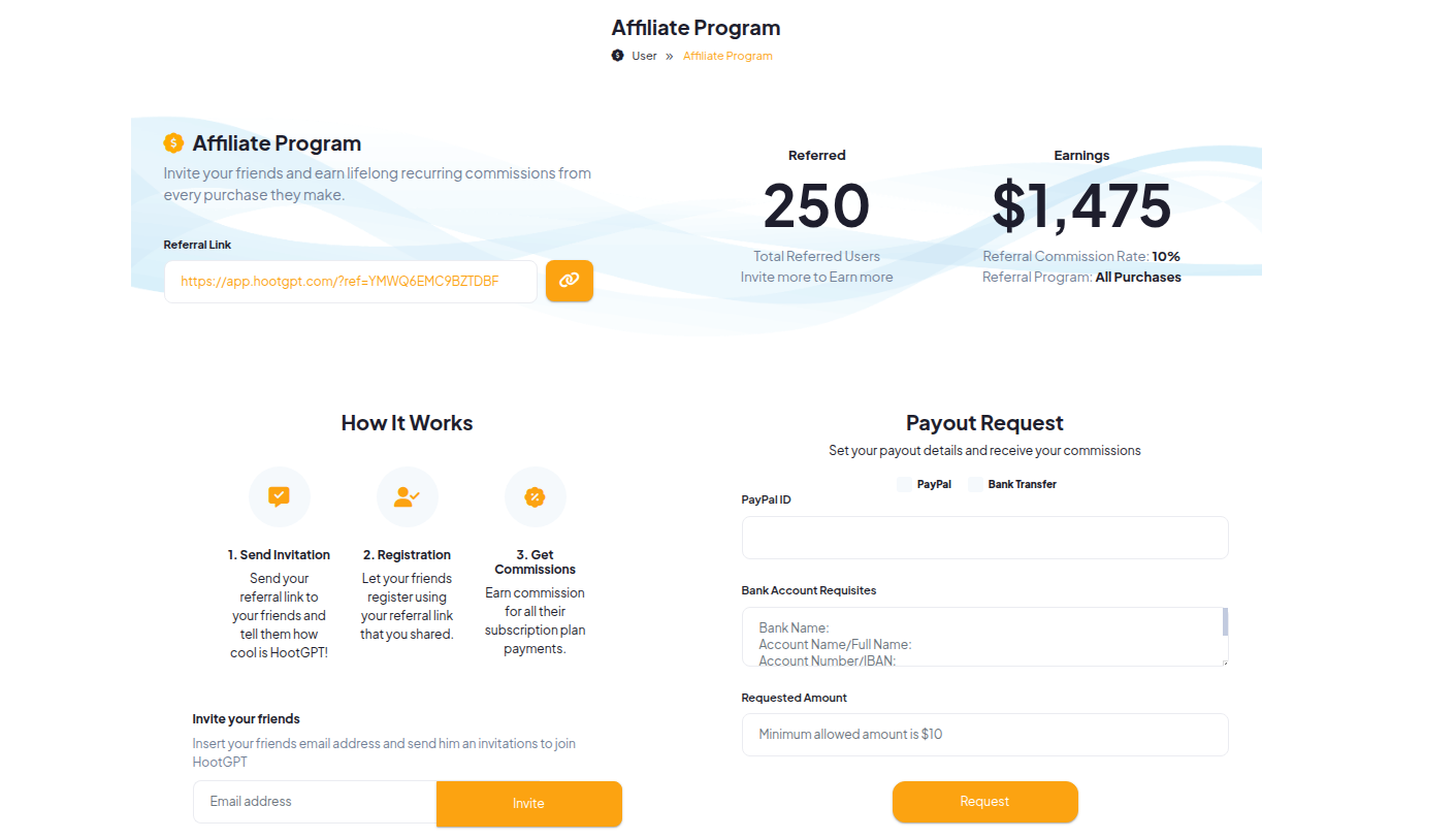 Affiliate Dashboard